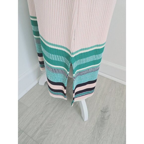Tuckernuck Stevie Knit Sweater Color Blocked Striped V-Neck Ribbed Midi Dress S - Picture 9 of 12
